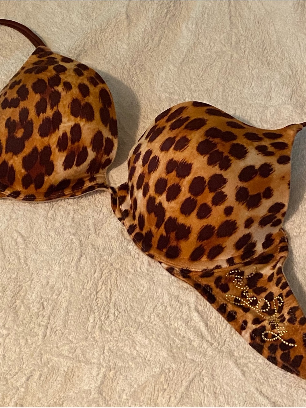 Victoria's Secret Leopard Print Push-Up Padded Underwire Bra Brown & Gold 34B - Picture 5 of 10